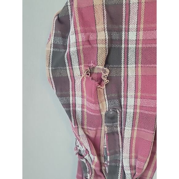 VTG Carhartt Flannel Shirt Small Distressed Plaid Los Angeles Spellout USA - Picture 4 of 8